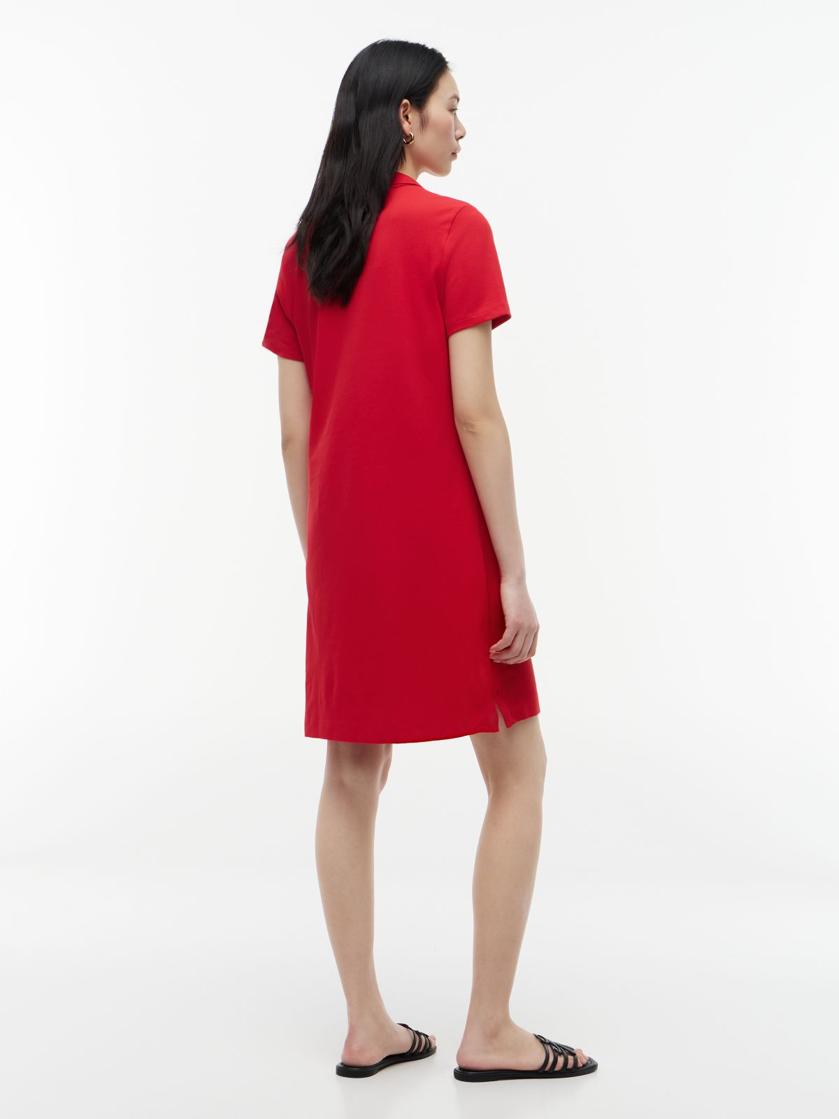 Classic Fit Stretch Cotton Polo Dress — Primary Red