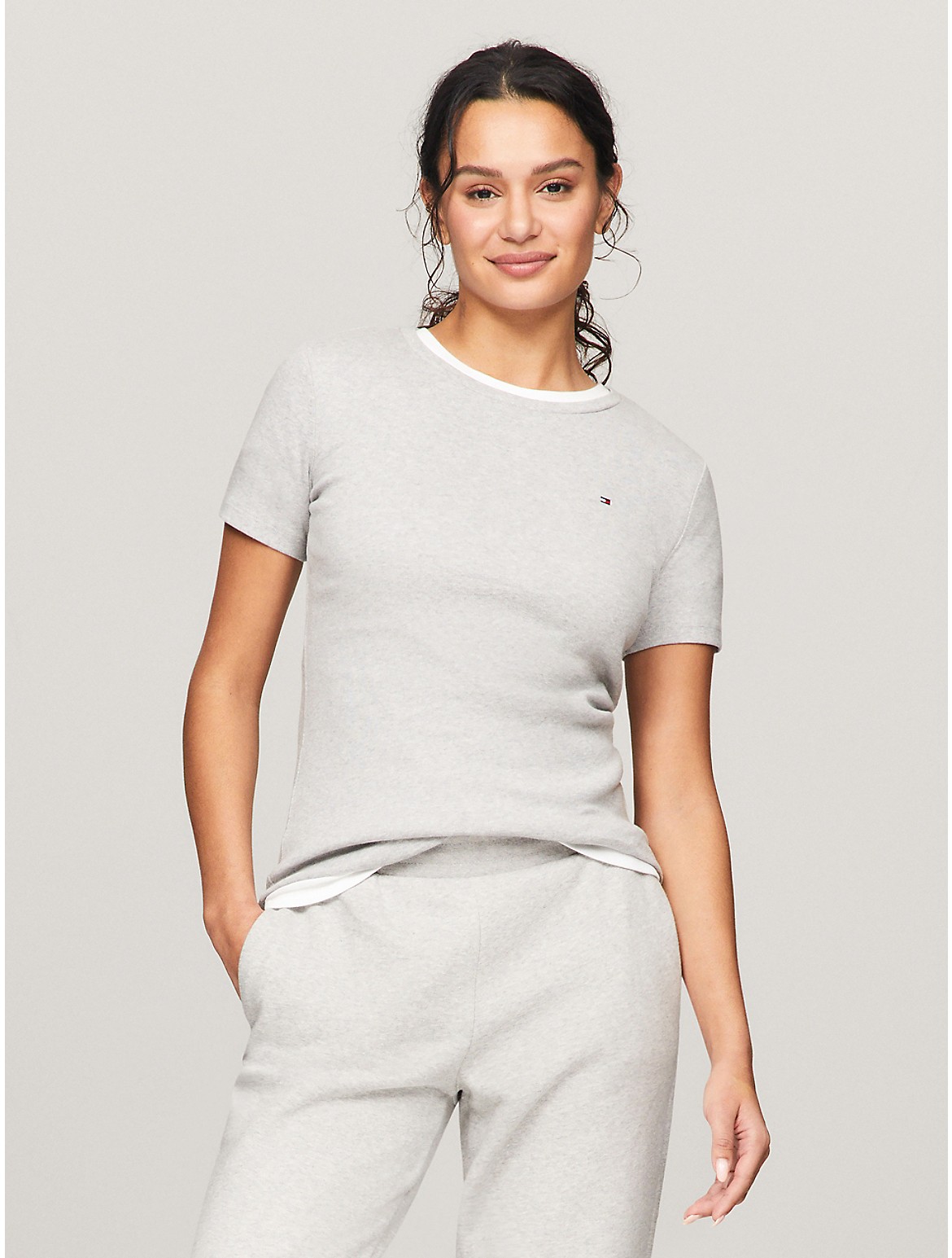 Tommy Hilfiger Women's Crewneck Favorite T-Shirt - Grey - M