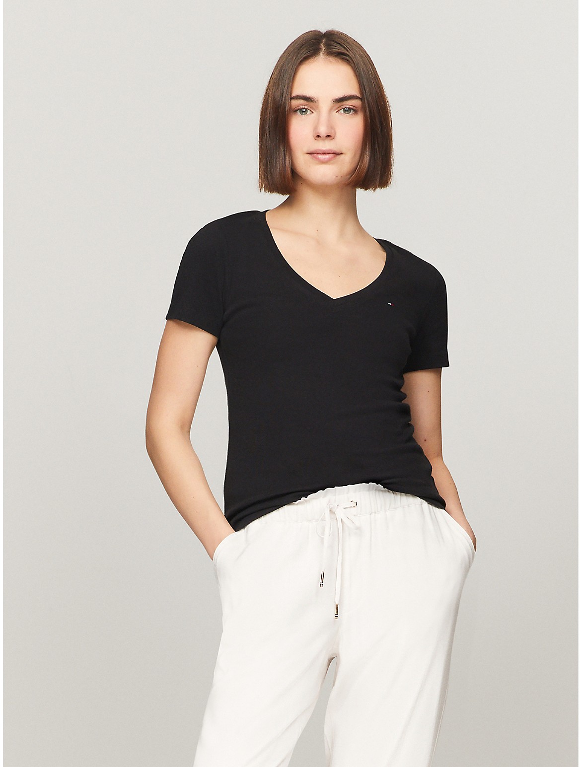 Tommy Hilfiger Women's V-Neck Favorite T-Shirt - Black - L