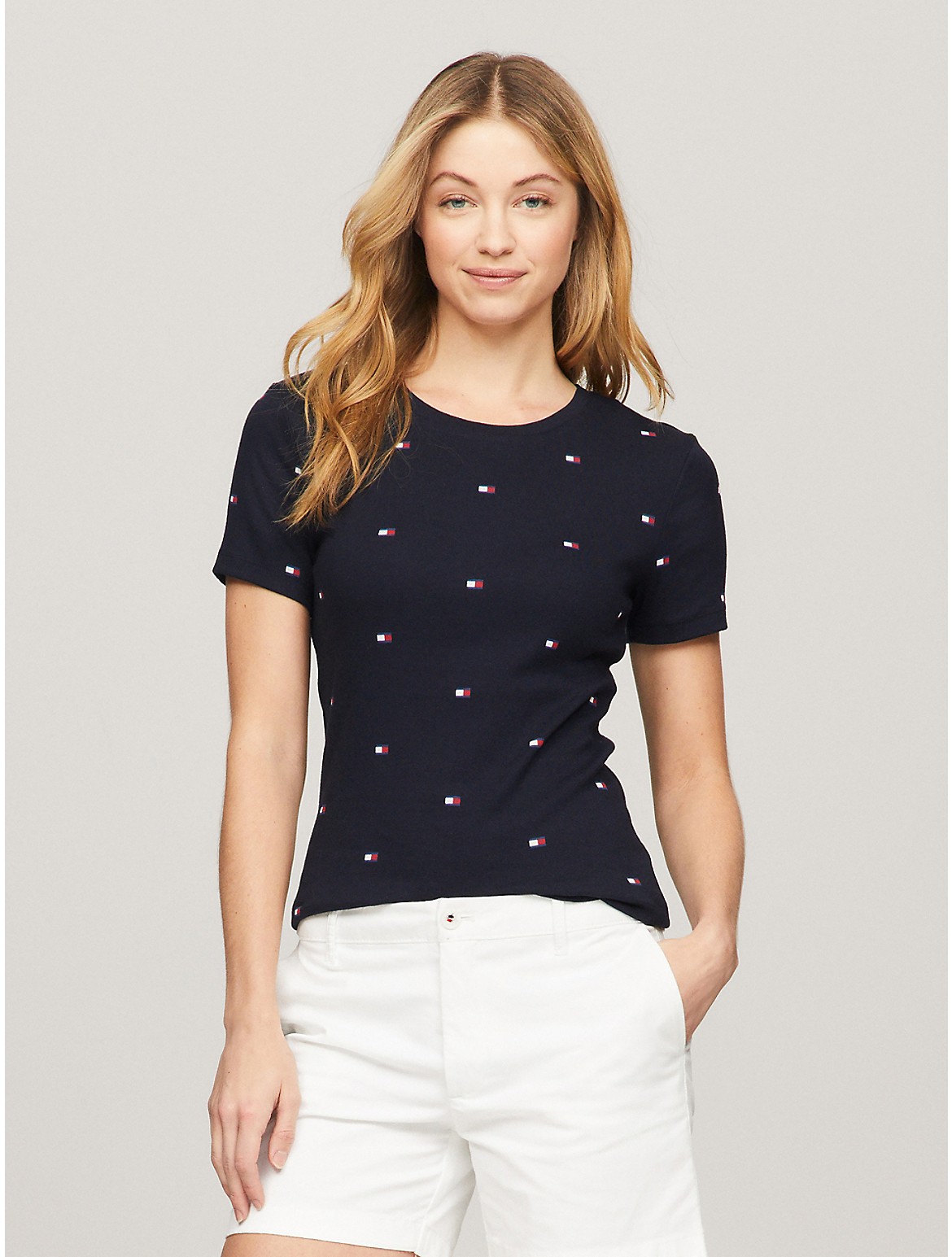Tommy Hilfiger Women's Favorite Allover Flag Logo T-Shirt