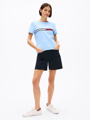 Embroidered Flag Stripe Logo T-Shirt, Vessel Blue