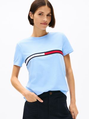 Embroidered Flag Stripe Logo T-Shirt, Vessel Blue
