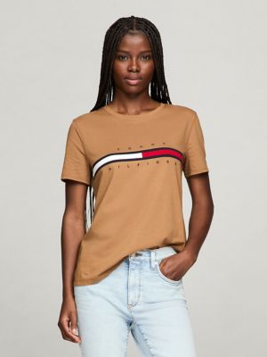 Embroidered Flag Stripe Logo T-Shirt, Golden Rays