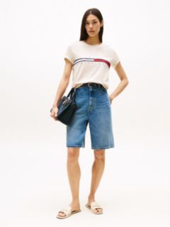 Embroidered Flag Stripe Logo T-Shirt — Beige Heather 3