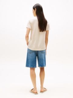 Embroidered Flag Stripe Logo T-Shirt — Beige Heather 4