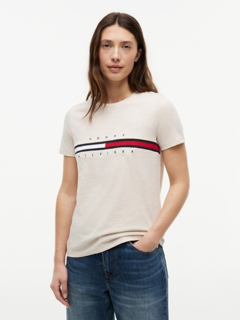 Женские футболки Tommy Hilfiger Embroidered Flag Stripe Logo T-Shirt