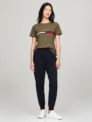 Embroidered Flag Stripe Logo T-Shirt, Army Green