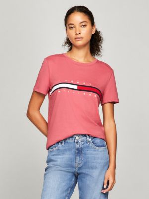 Embroidered Flag Stripe Logo T Shirt Tommy Hilfiger