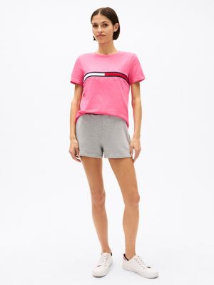 Embroidered Flag Stripe Logo T-Shirt, Fandango Pink