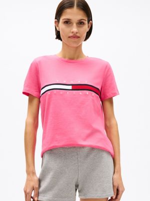 Embroidered Flag Stripe Logo T-Shirt