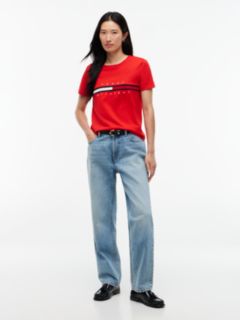 Embroidered Flag Stripe Logo T-Shirt — Deep Crimson 2