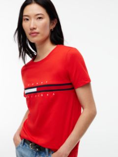 Embroidered Flag Stripe Logo T-Shirt — Deep Crimson 3