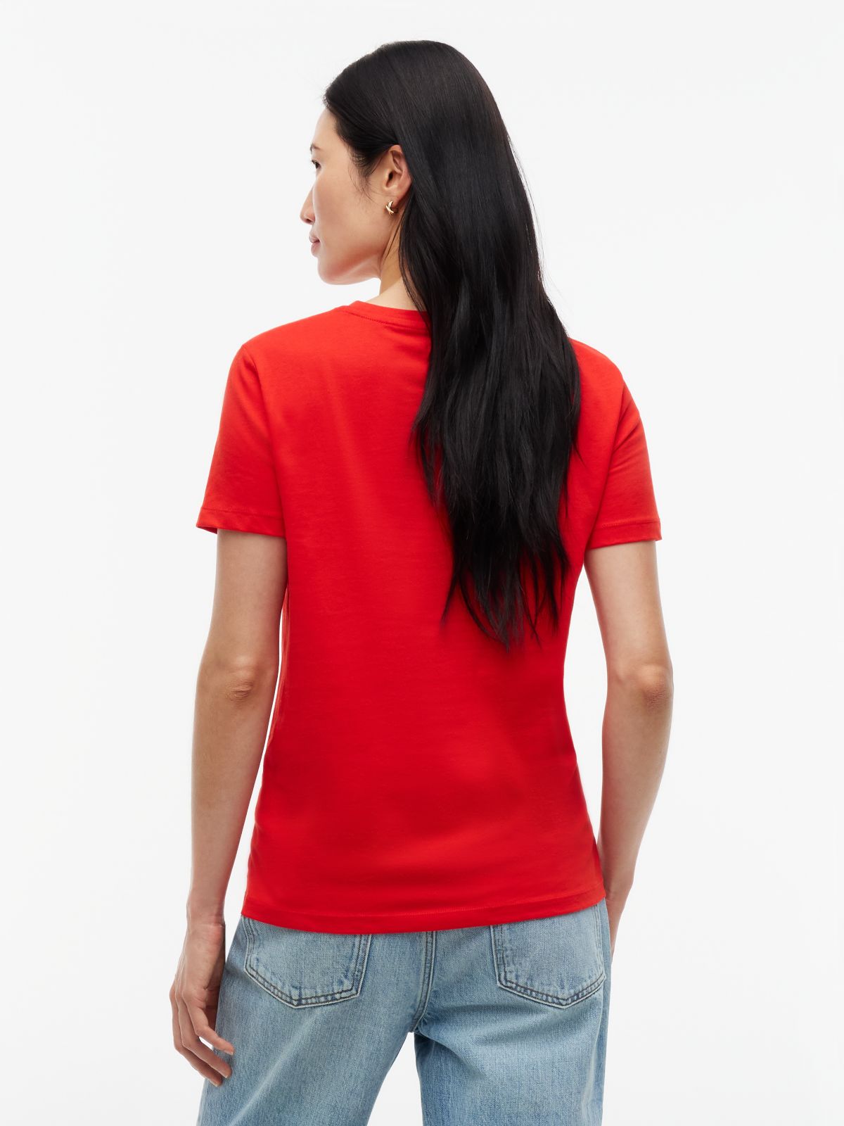 Embroidered Flag Stripe Logo T-Shirt — Deep Crimson