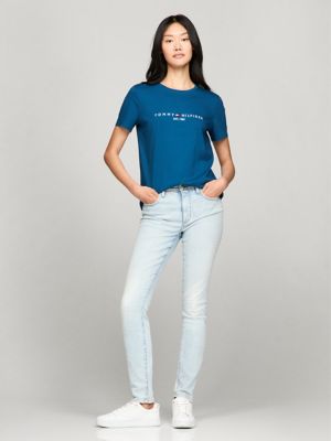 Embroidered Tommy Logo T-Shirt, Cool Dip Blue
