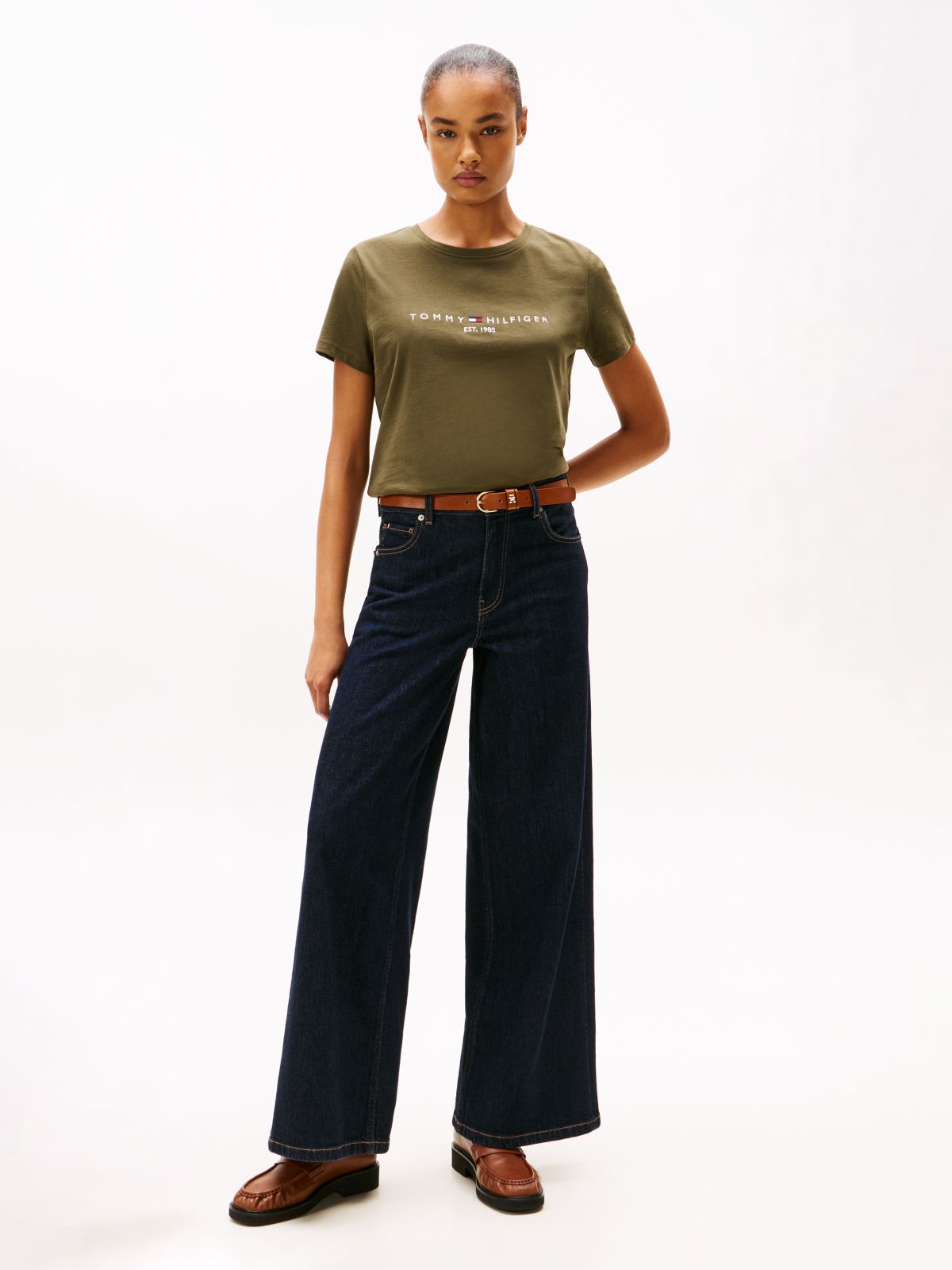 Embroidered Tommy Logo T-Shirt — Platinum Olive