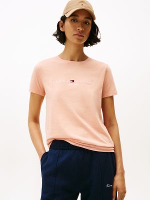 Embroidered Tommy Logo T-Shirt, Guava
