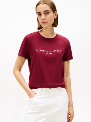 Embroidered Tommy Logo T-Shirt, Deep Rouge