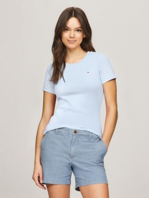 Buy Tommy Hilfiger women plus size hooded neck short sleeves logo print t  shirt light grey Online