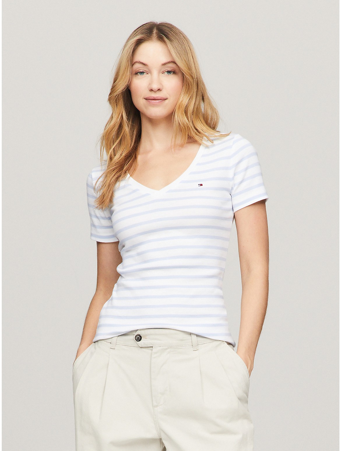 Tommy Hilfiger Women's Favorite Stripe V-Neck T-Shirt