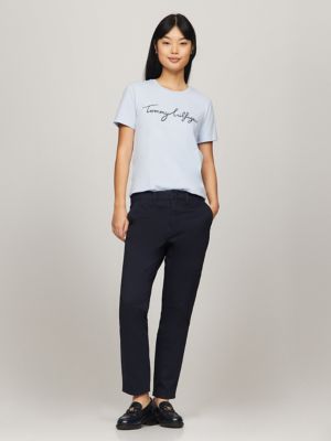 Signature Logo Crewneck T-Shirt, Breezy Blue