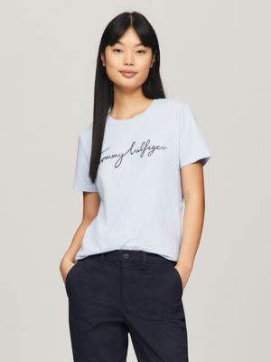 Buy Tommy Hilfiger Women White Brand Logo Printed Slim Fit T Shirt -  Tshirts for Women 18985672