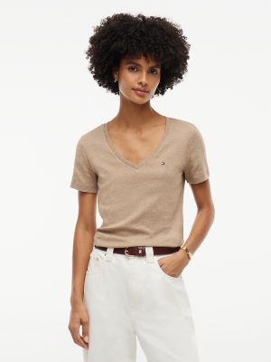 V-Neck Favorite T-Shirt, Dark Beige