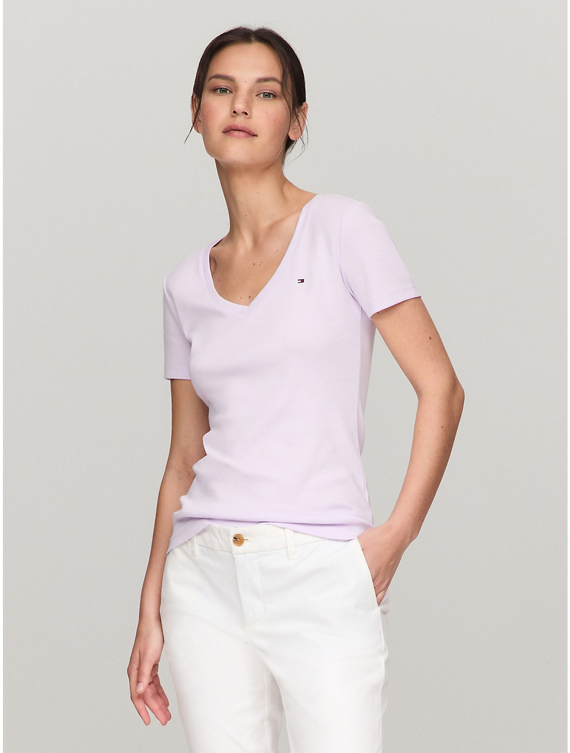 Tommy Hilfiger Women's Favorite V-Neck T-Shirt - Purple - XXL