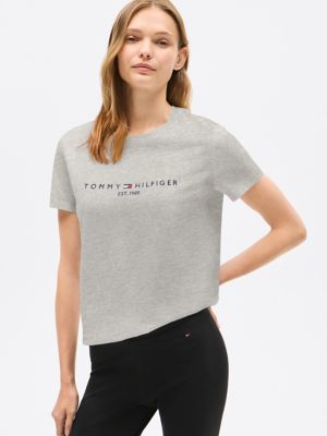 Embroidered Tommy Logo T-Shirt, Grey Heather