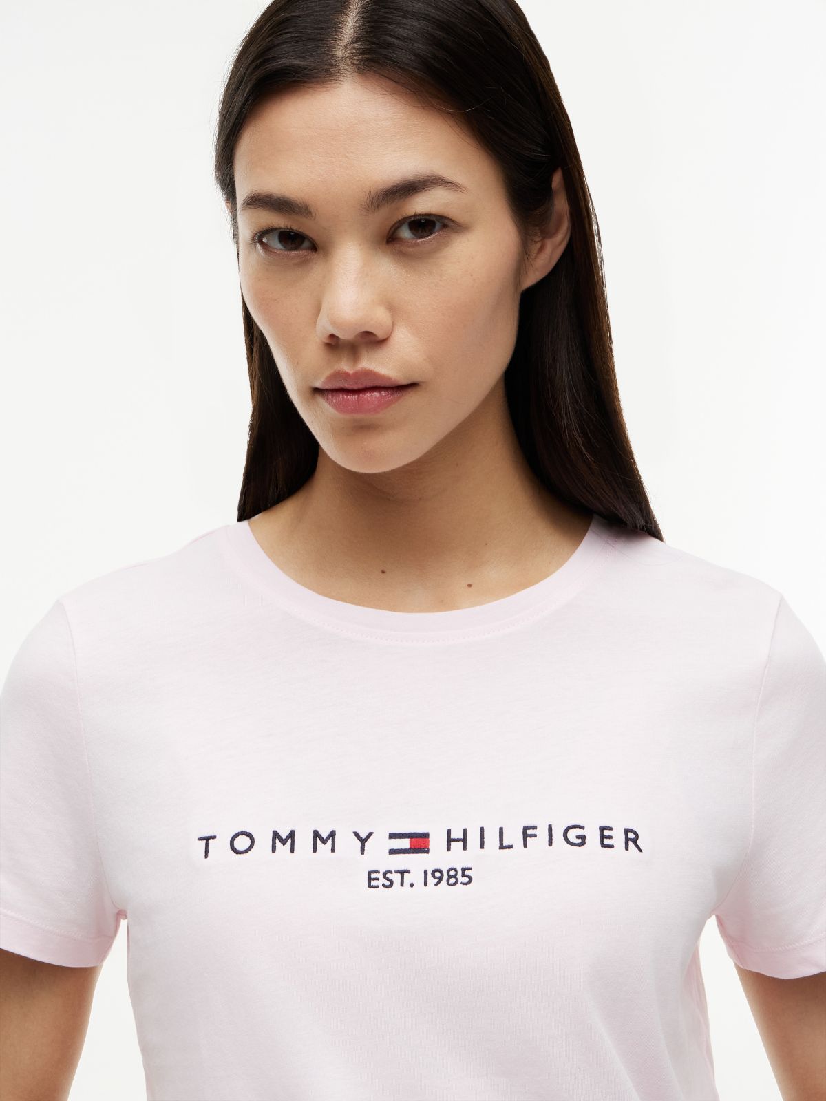 Embroidered Tommy Logo T-Shirt — Light Pink