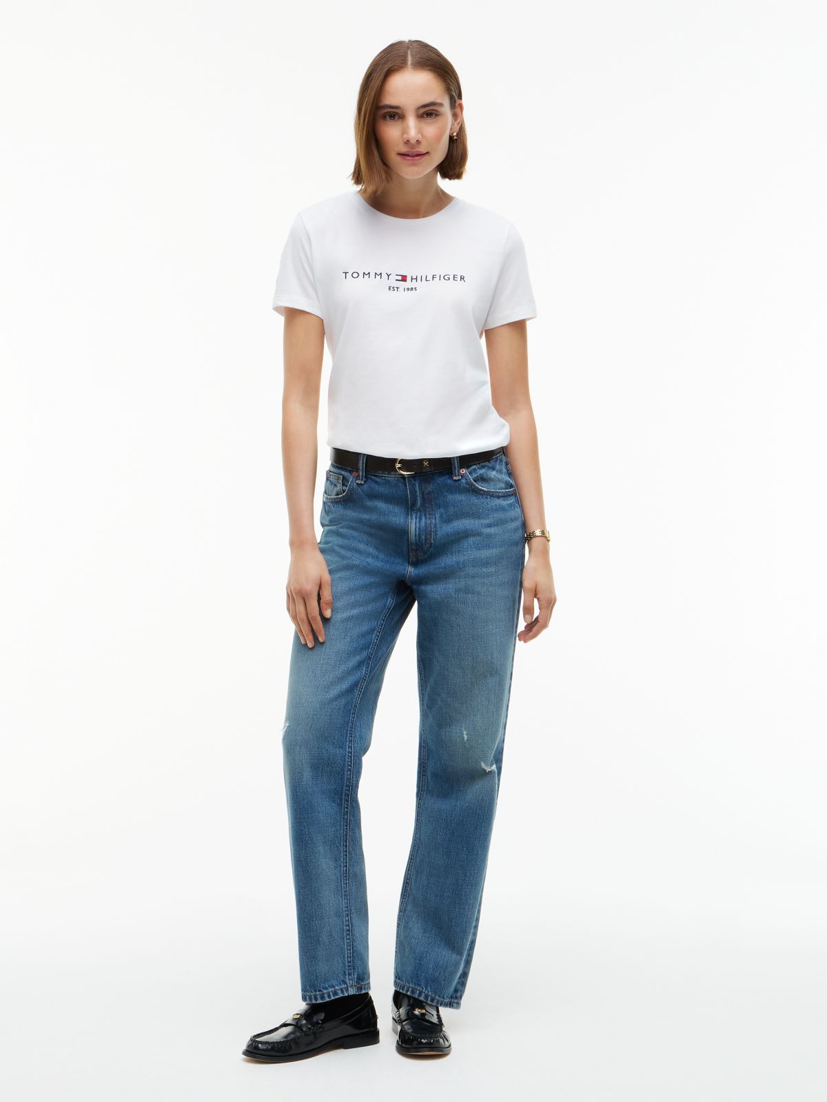 Embroidered Tommy Logo T-Shirt — White