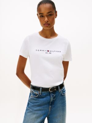 Embroidered Tommy Logo T-Shirt, Fresh White