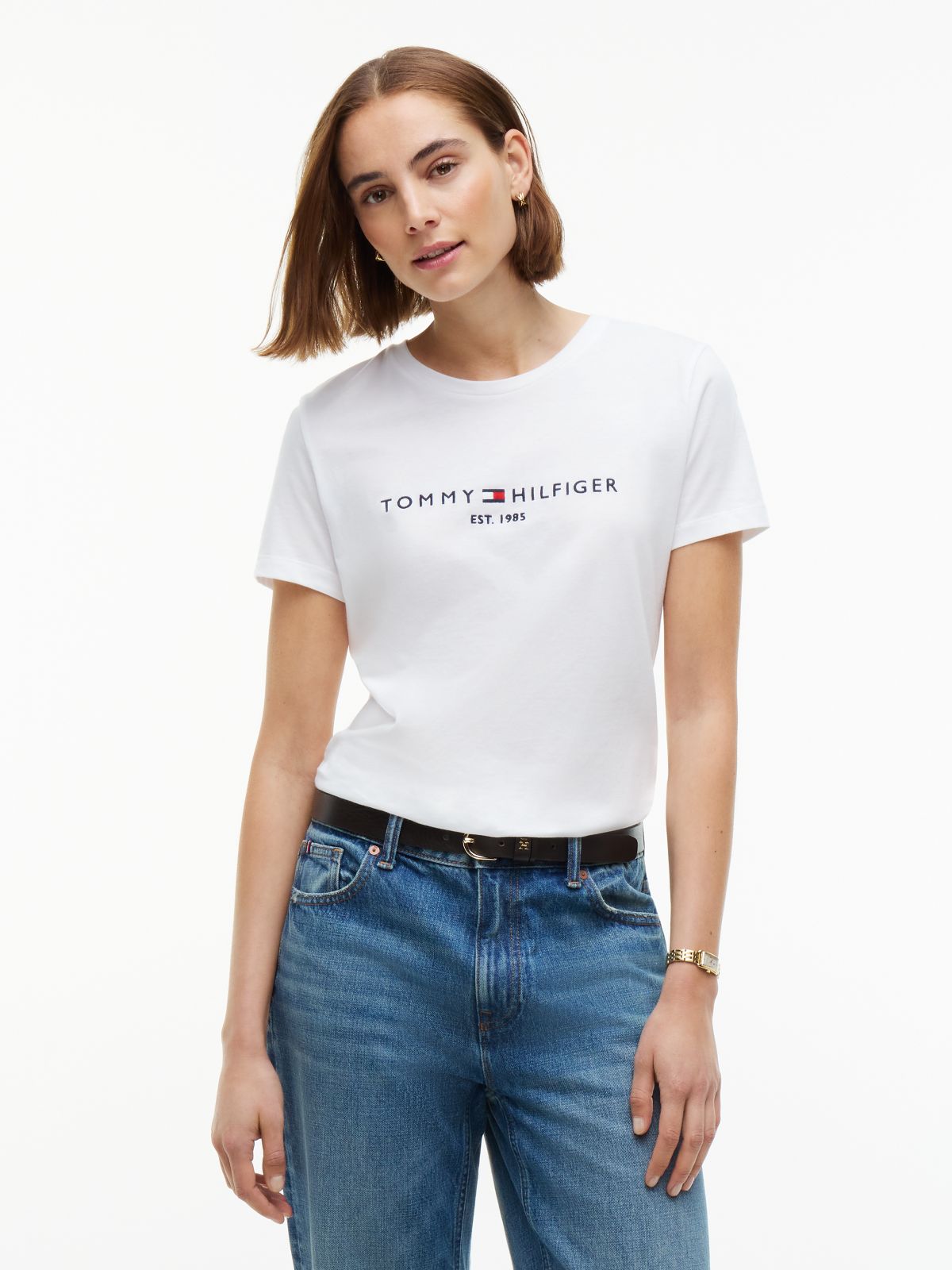Embroidered Tommy Logo T-Shirt — White