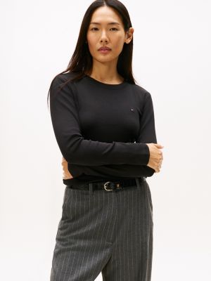 Long-Sleeve Crewneck Favorite T-Shirt, Black