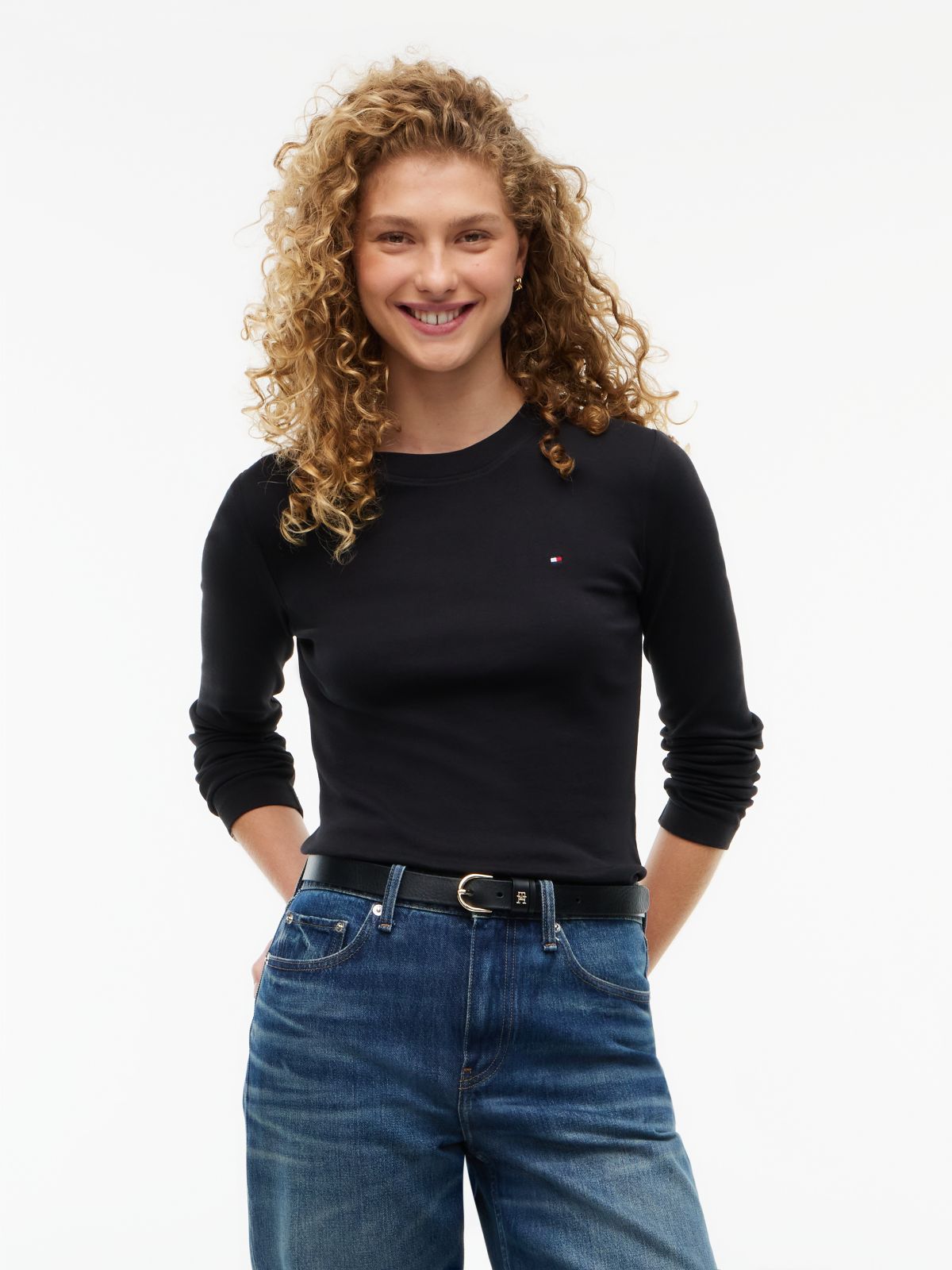Long-Sleeve Crewneck Favorite T-Shirt — Black