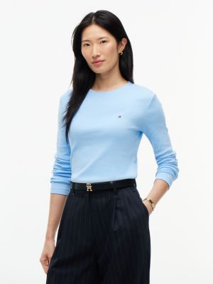 Long-Sleeve Crewneck Favorite T-Shirt, Light Blue