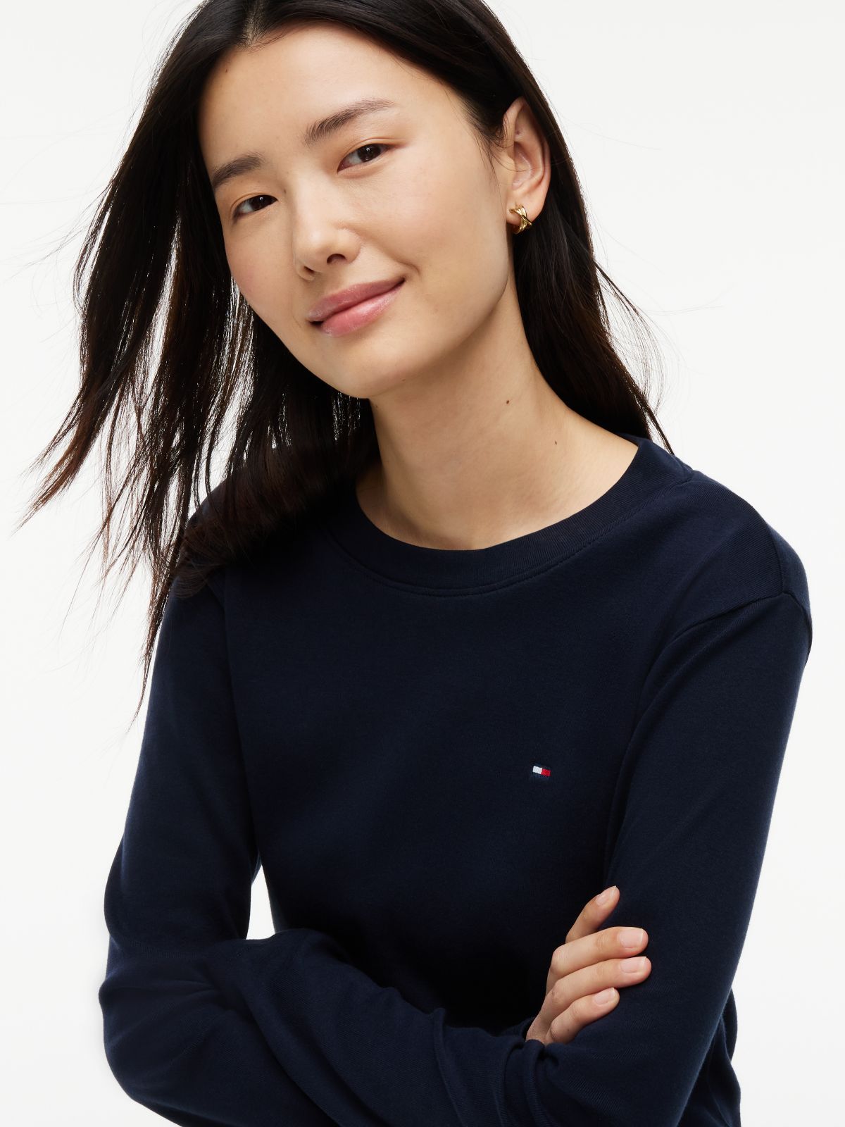 Long-Sleeve Crewneck Favorite T-Shirt — Navy Blue