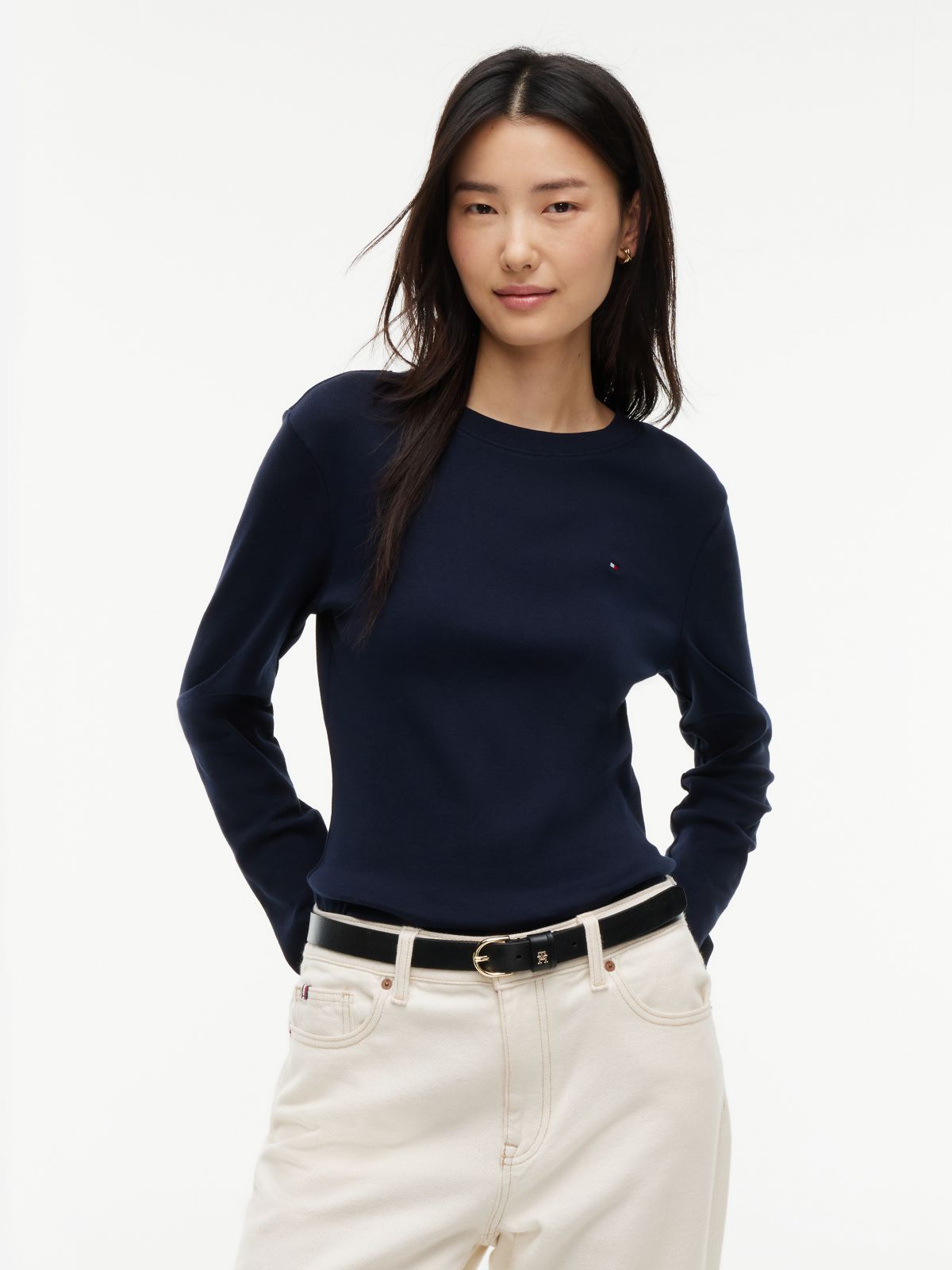 Long-Sleeve Crewneck Favorite T-Shirt — Navy Blue