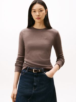 Long-Sleeve Crewneck Favorite T-Shirt, Brown