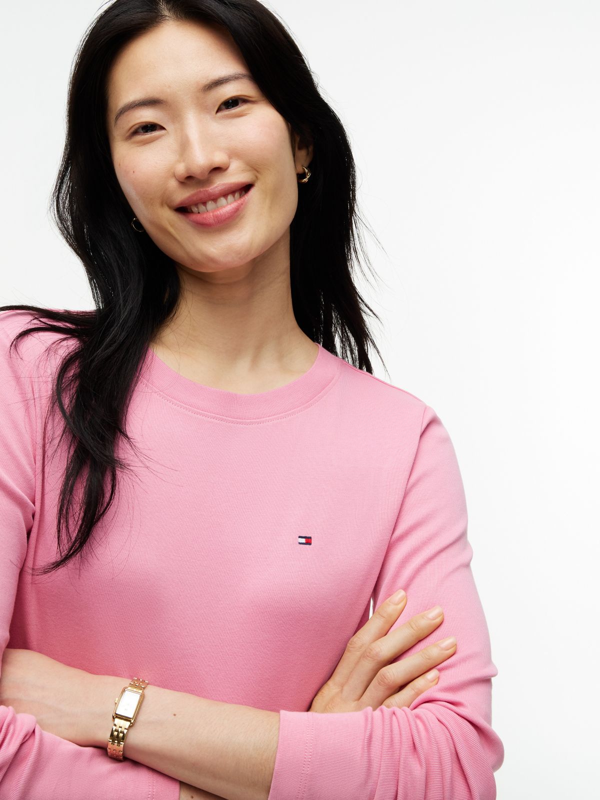 Long-Sleeve Crewneck Favorite T-Shirt — Mystic Pink