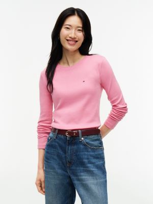 Long-Sleeve Crewneck Favorite T-Shirt, Mystic Pink