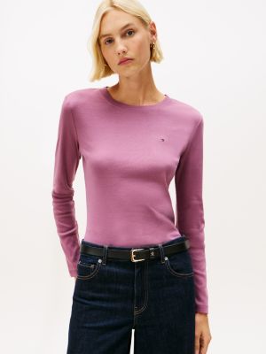 Long-Sleeve Crewneck Favorite T-Shirt, Misty Plum