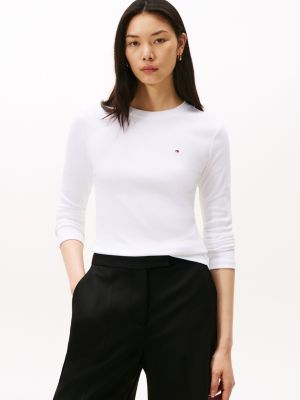 Long-Sleeve Crewneck Favorite T-Shirt, Optic White