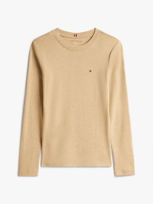 Tシャツ・カットソー ^LEATHERY^ Fluid Off Shoulder Shirring Long Sleeve ASH BEIGE Off-the-shoulder ruffled T-shirt | Contemporaine | Shop