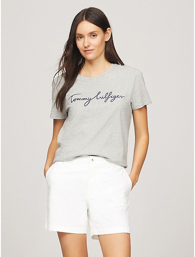 Tommy Hilfiger T-Shirt Donna Logo Frontale Nero TOM*DW0DW16259