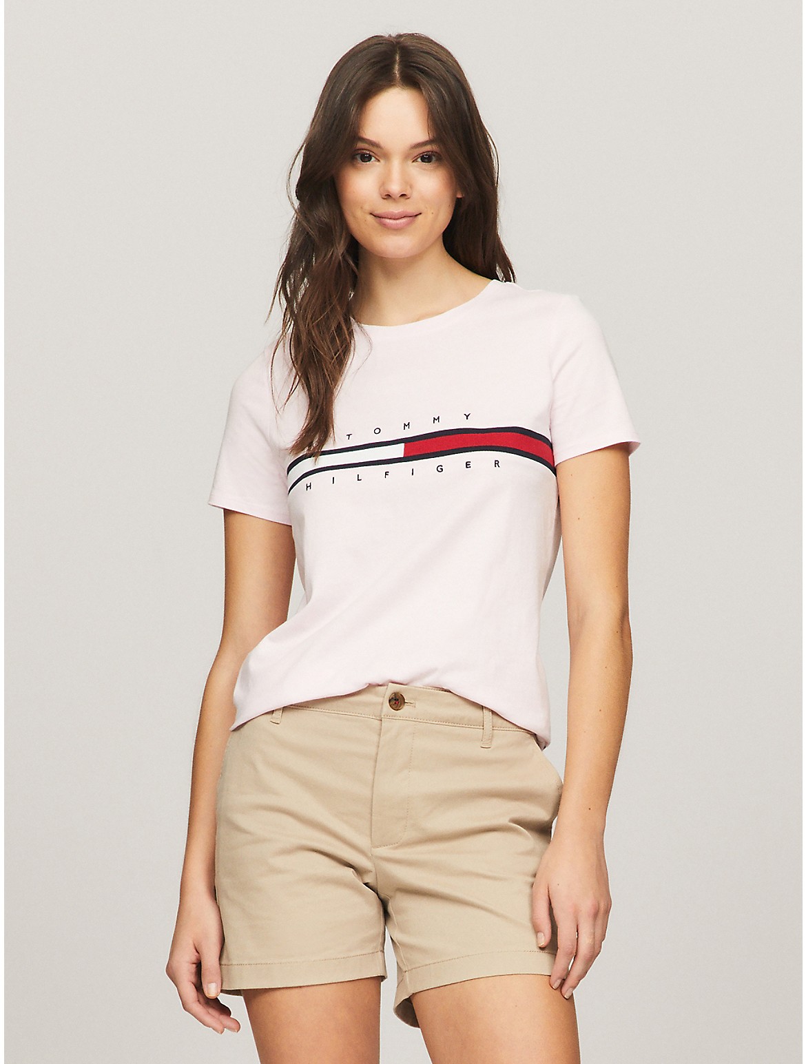 Tommy Hilfiger Women's Embroidered Flag Stripe Logo T-Shirt