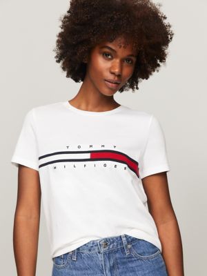 Embroidered Flag Stripe Logo T-Shirt