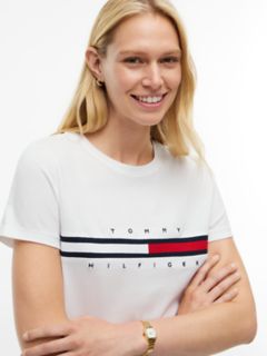 Embroidered Flag Stripe Logo T-Shirt — Optic White 3