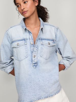 Relaxed Fit Pullover Denim Shirt