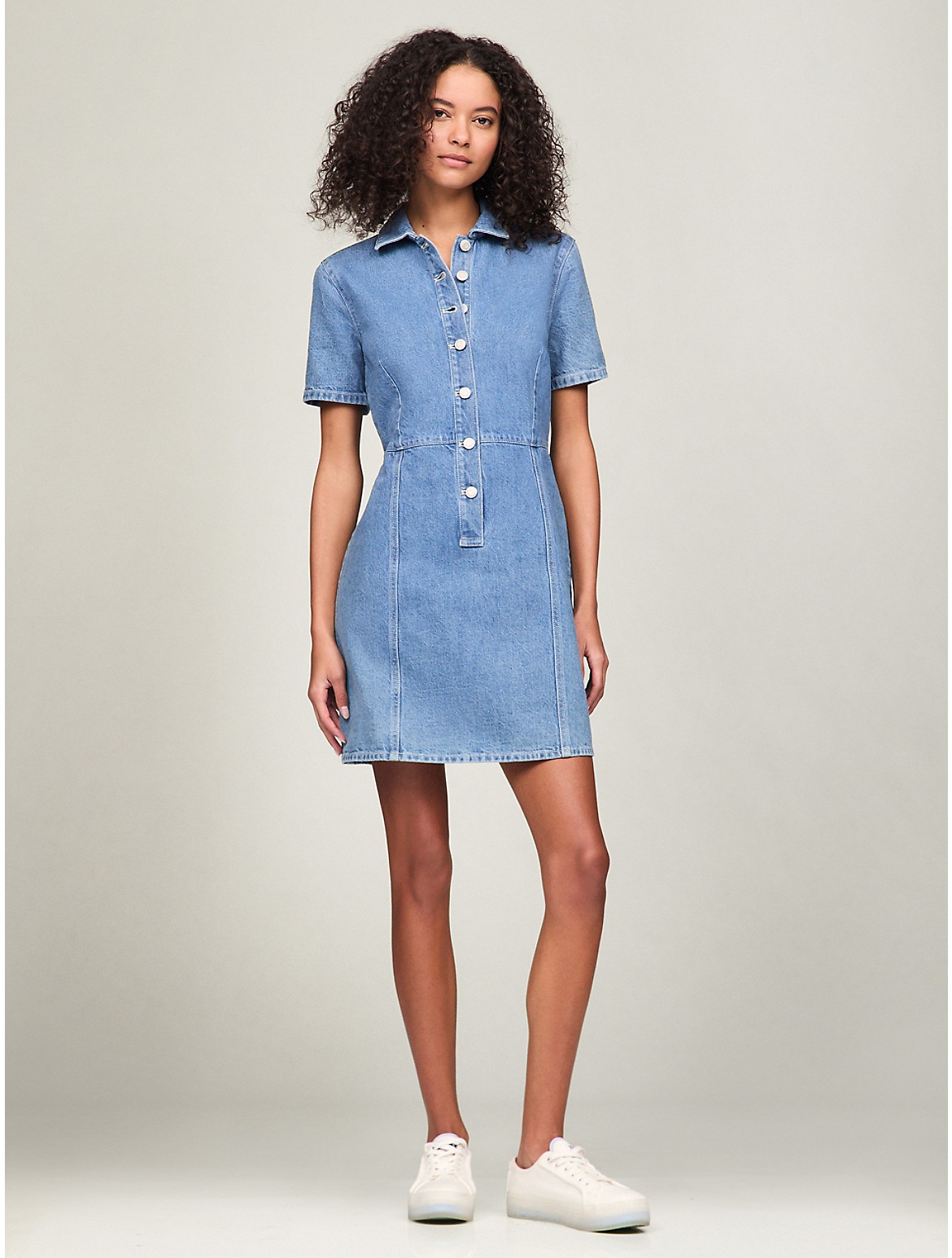 Tommy Hilfiger Women's Short-Sleeve Denim Dress - Blue - XL