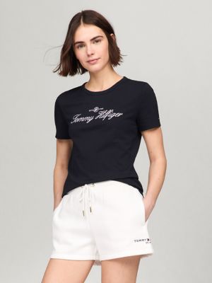 Embroidered Signature Slim Fit T-Shirt, Navy
